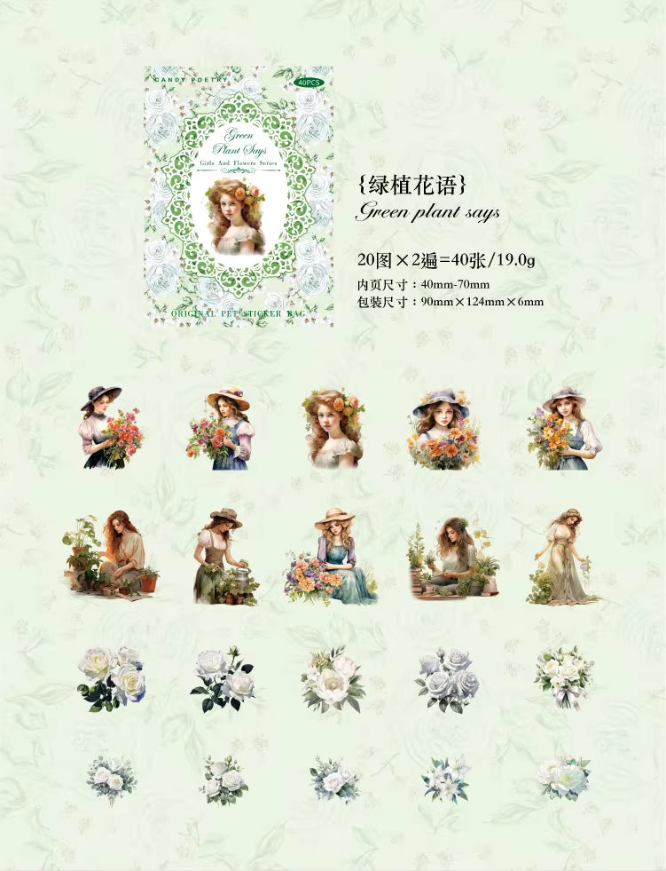 STICKERS COLECCION  Serie Chicas & Flores en PET