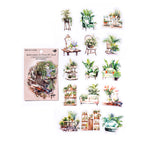 Stickers adhesivos de PET con diseño aesthetic de plantas en maceta y flores