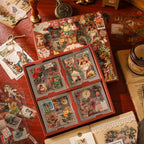 CAJA DE 100 PLANCHAS DE STICKERS ROJA VINTAGE