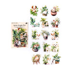 Stickers adhesivos de PET con diseño aesthetic de plantas en maceta y flores