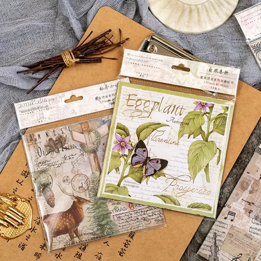 Kit de papeles y stickers Love and Freedom (15 piezas)