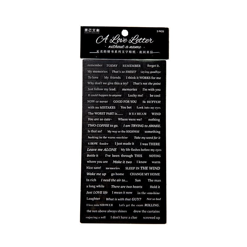 PLANCHA STICKER PALABRAS Y FRASES A LOVE LETTER