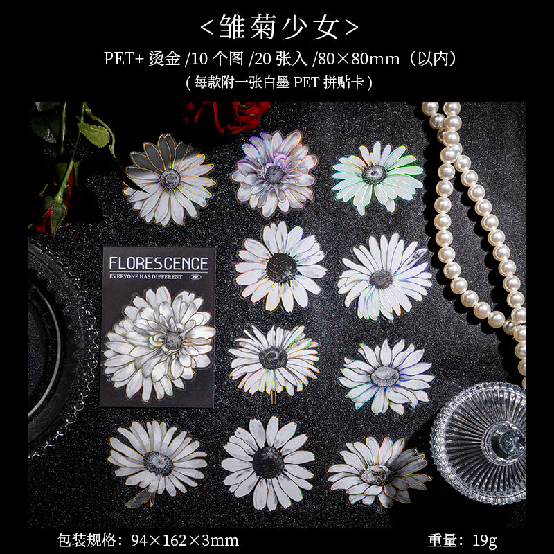 STICKERS FLORES BLANCAS COLECCION FLORESCENCE