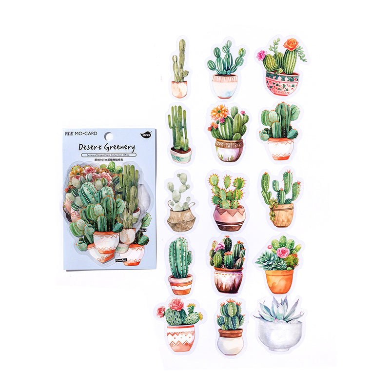 Stickers adhesivos de PET con diseño aesthetic de plantas en maceta y flores