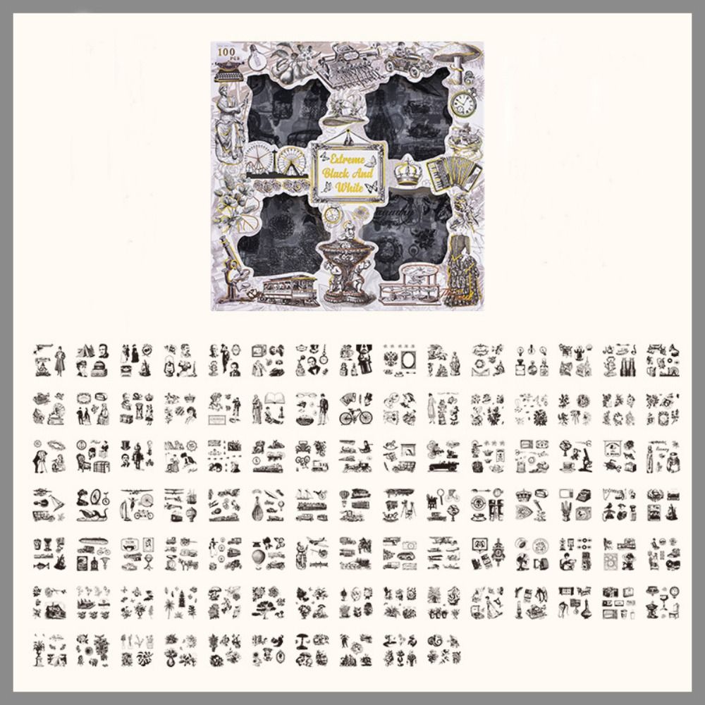 CAJA DE 100 PLANCHAS DE STICKERS BLACK
