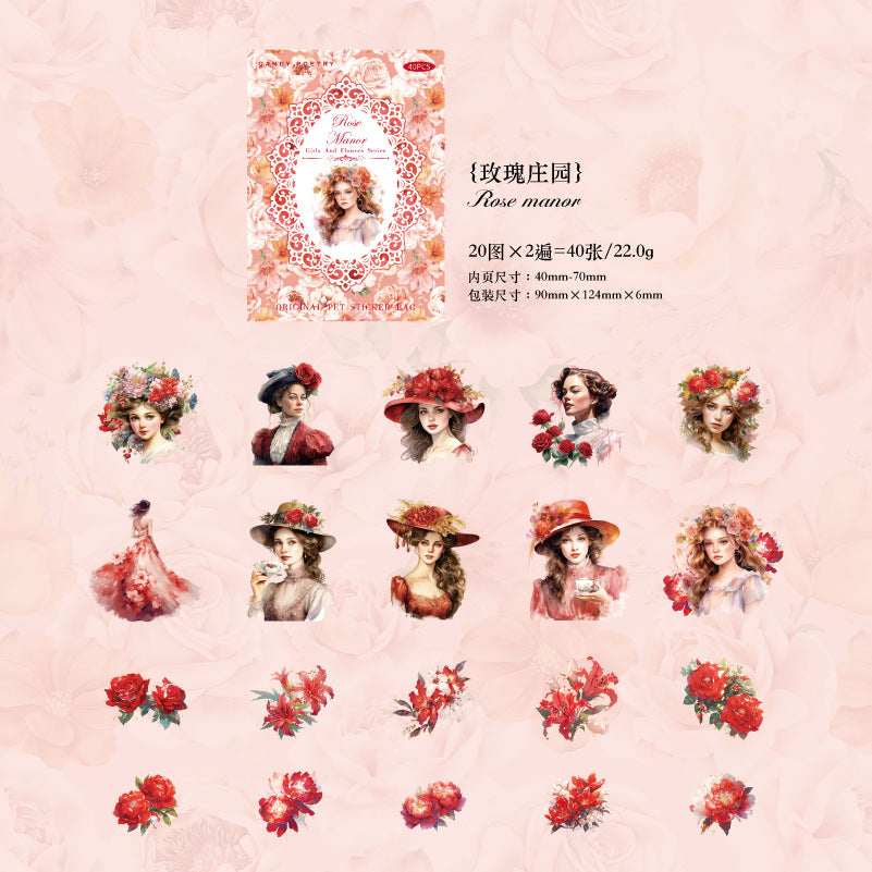 STICKERS COLECCION  Serie Chicas & Flores en PET