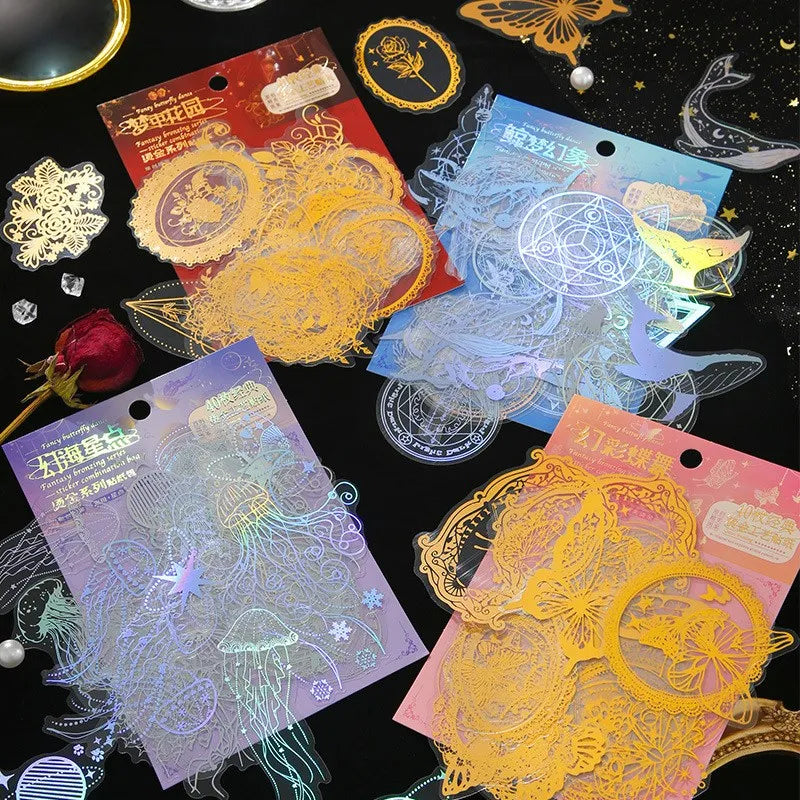 STICKERS HOLOGRAFICO PET DORADO PLATEADO