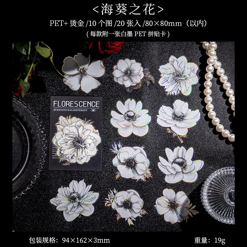 STICKERS FLORES BLANCAS COLECCION FLORESCENCE