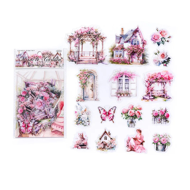 PET Stickers Retro Flowers