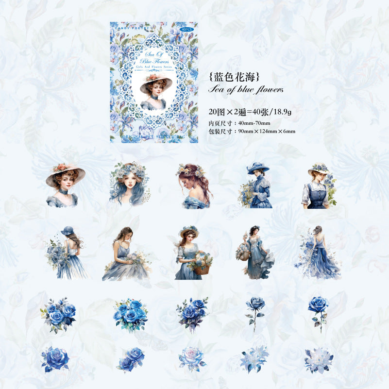 STICKERS COLECCION  Serie Chicas & Flores en PET