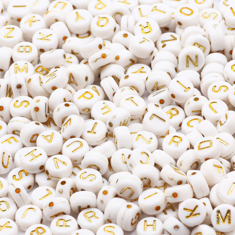 100 Letras Redondas blanco Dorado