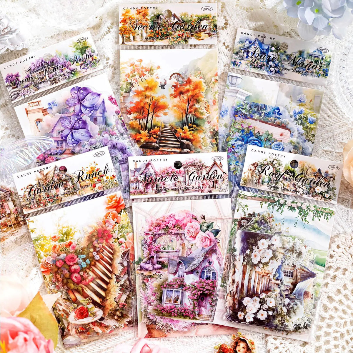 PET Stickers Retro Flowers