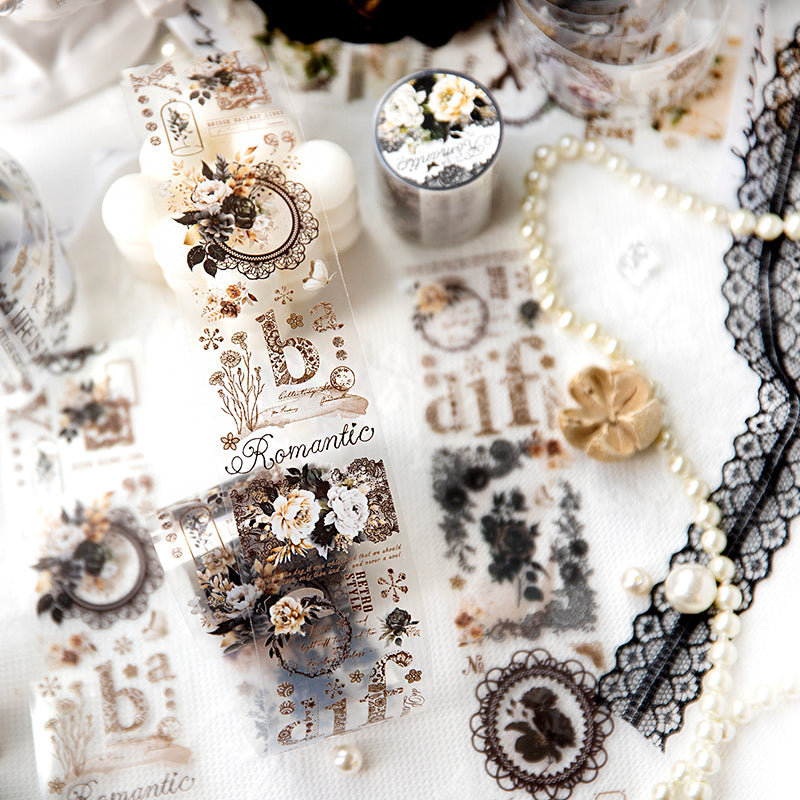 ROLLO WASHI TAPE EN PET COLECCION ROMANTIC Dark Vintage