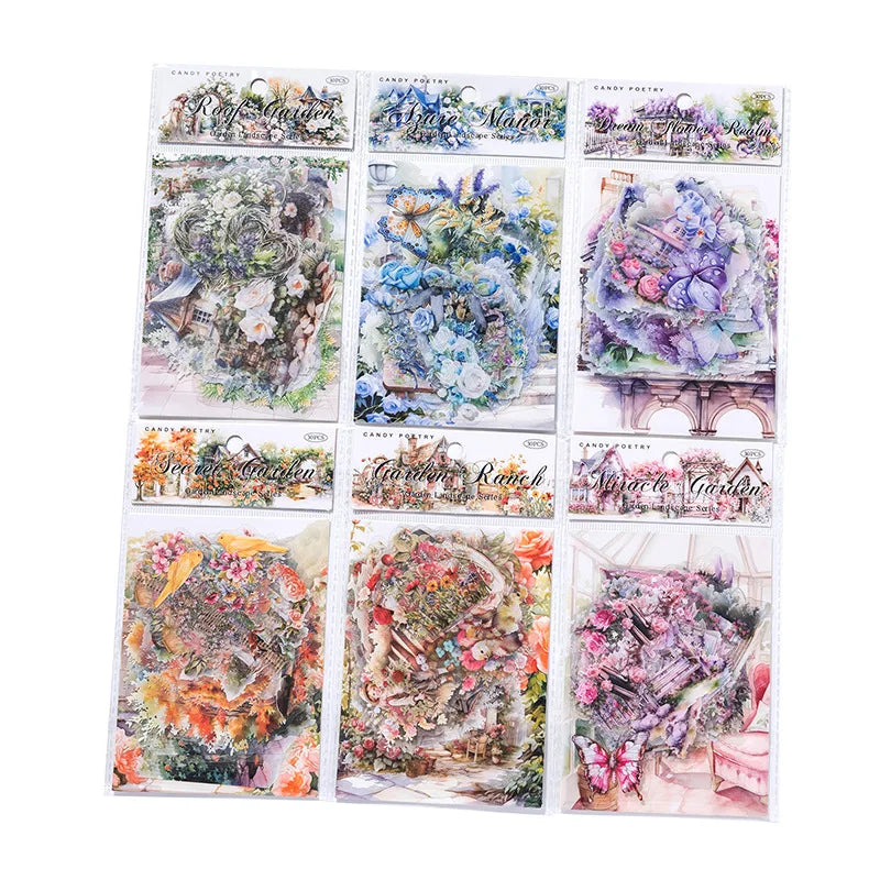 PET Stickers Retro Flowers