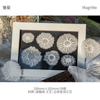 FLORES EN PAPEL VEGETAL CON RELIEVE EN BLANCO