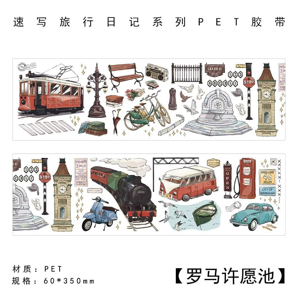 Plancha de stickers PET para recortar (Masking Tape)