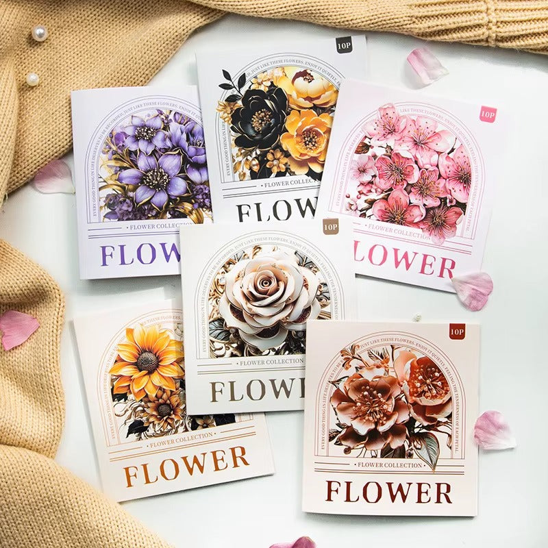 Stickers de flores PET (Flower Collection, 10 piezas)
