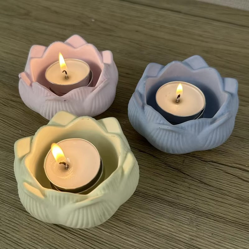 Molde de silicona flor de loto porta vela