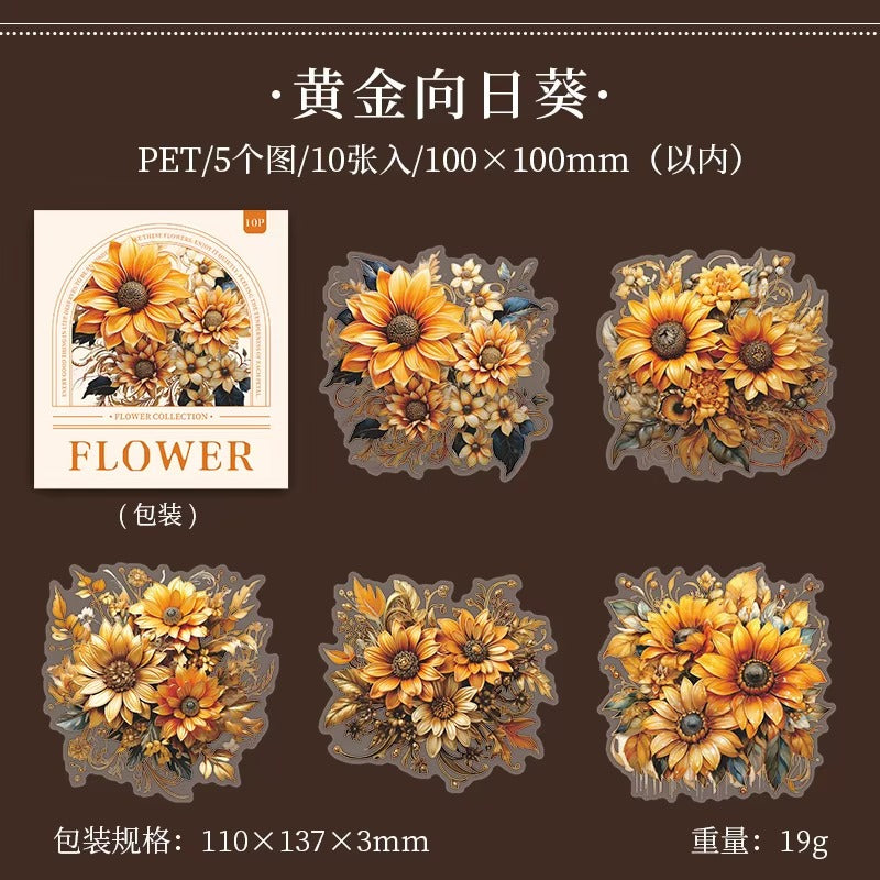 Stickers de flores PET (Flower Collection, 10 piezas)