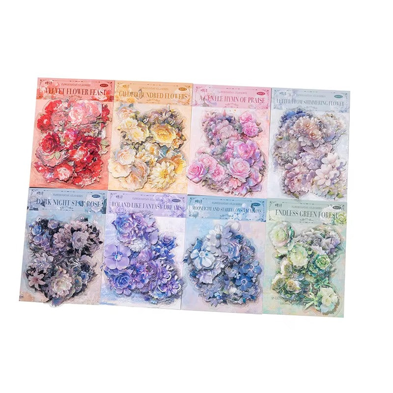 Stickers de flores PET (Flower Fantasy Atlas Series, 40 piezas)