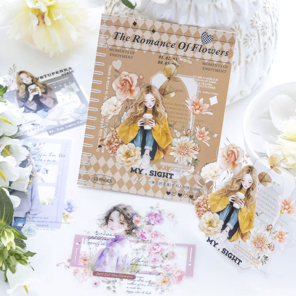 Stickers COFEE PET (The Romance of Flowers, 10 piezas)