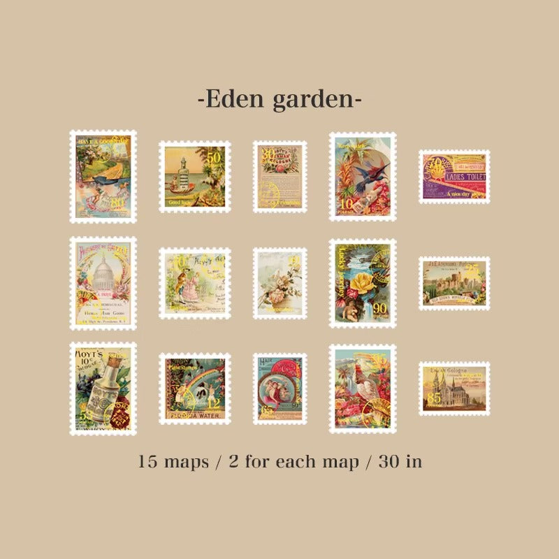 Stickers tipo estampillas Travel Collector (30 piezas)