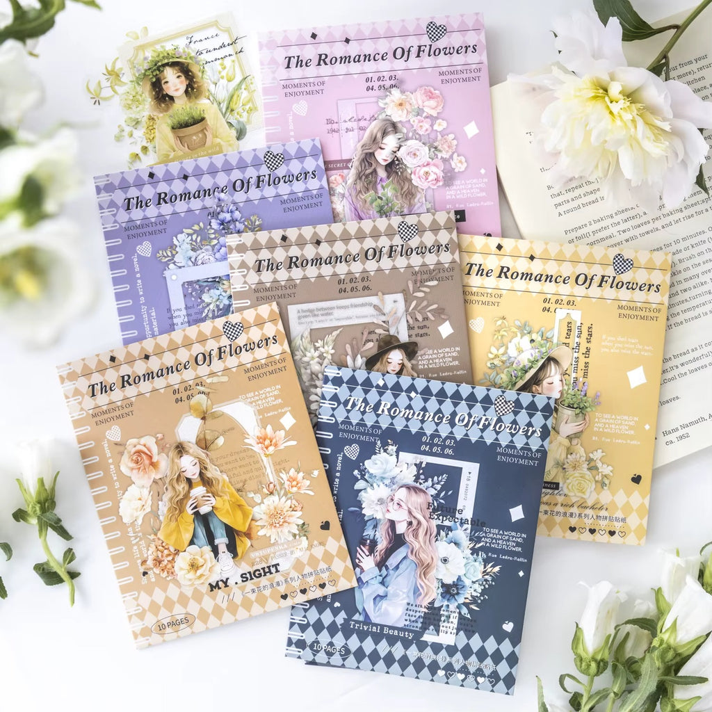 Stickers COFEE PET (The Romance of Flowers, 10 piezas)