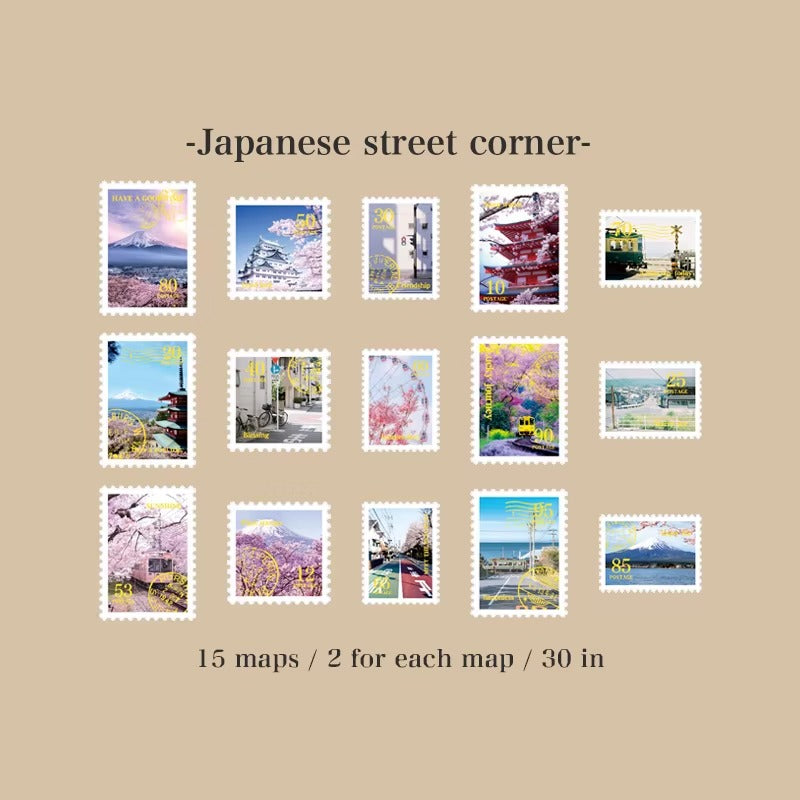 Stickers tipo estampillas Travel Collector (30 piezas)