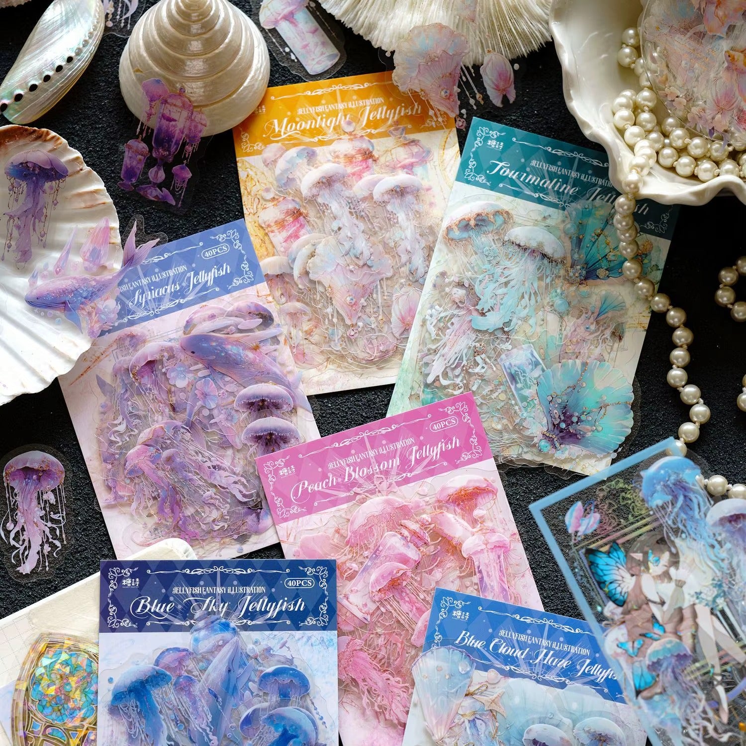 Stickers PET Jellyfish Fantasy Illustration (40 piezas)