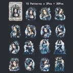 Stickers PET estilo gótico Goth Maiden (30 piezas)