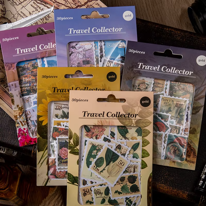 Stickers tipo estampillas Travel Collector (30 piezas)