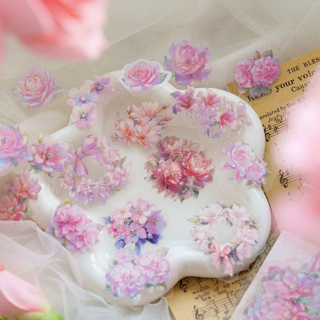 Stickers de flores PET (Flower Fantasy Atlas Series, 40 piezas)