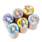 Washi tape PET floral con ilustraciones (65 mm x 3 m)