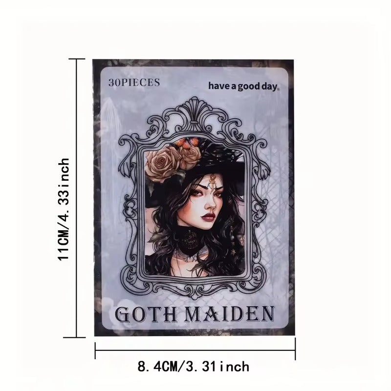 Stickers PET estilo gótico Goth Maiden (30 piezas)