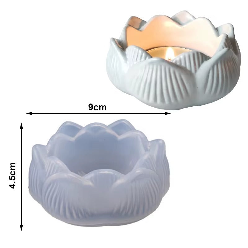 Molde de silicona flor de loto porta vela