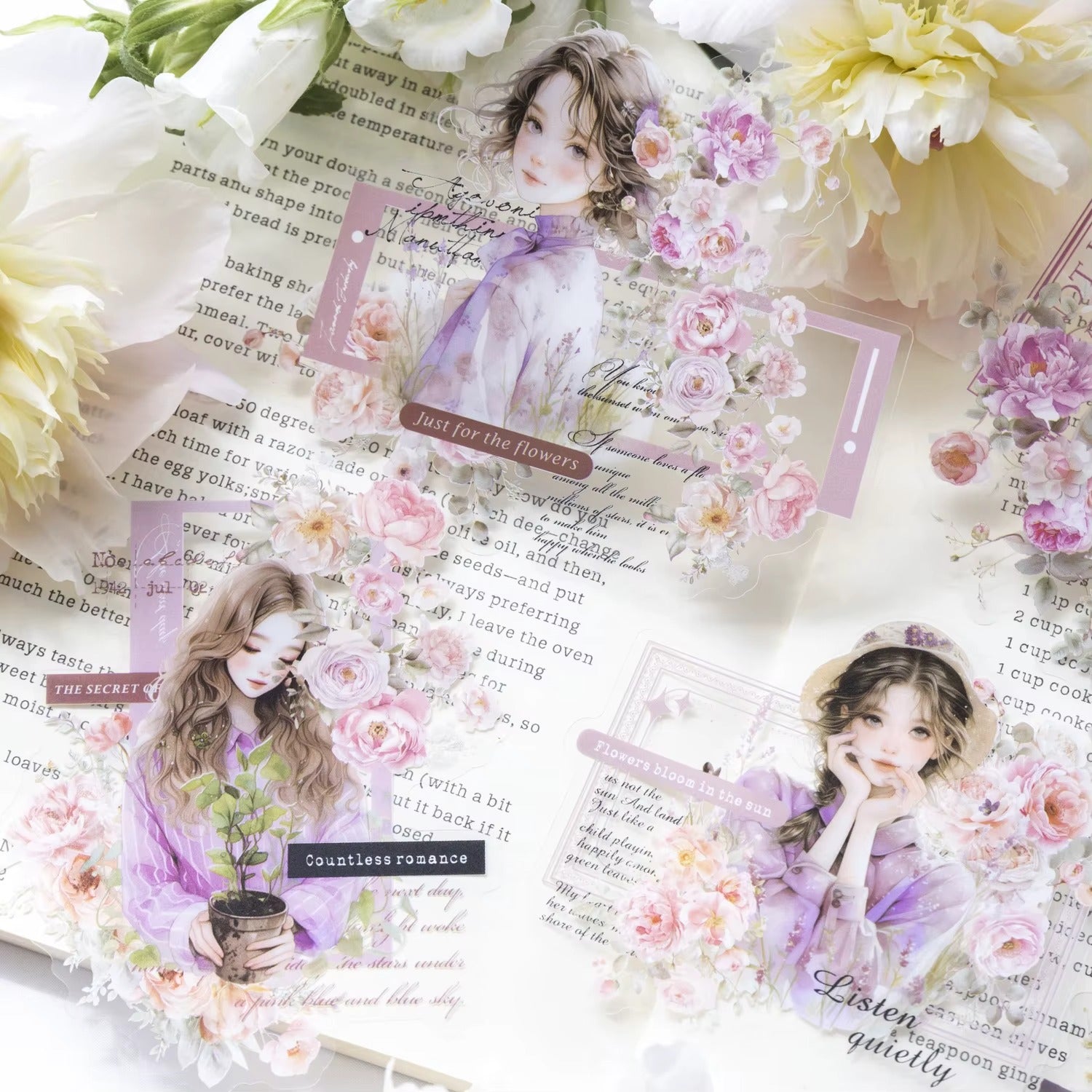Stickers COFEE PET (The Romance of Flowers, 10 piezas)