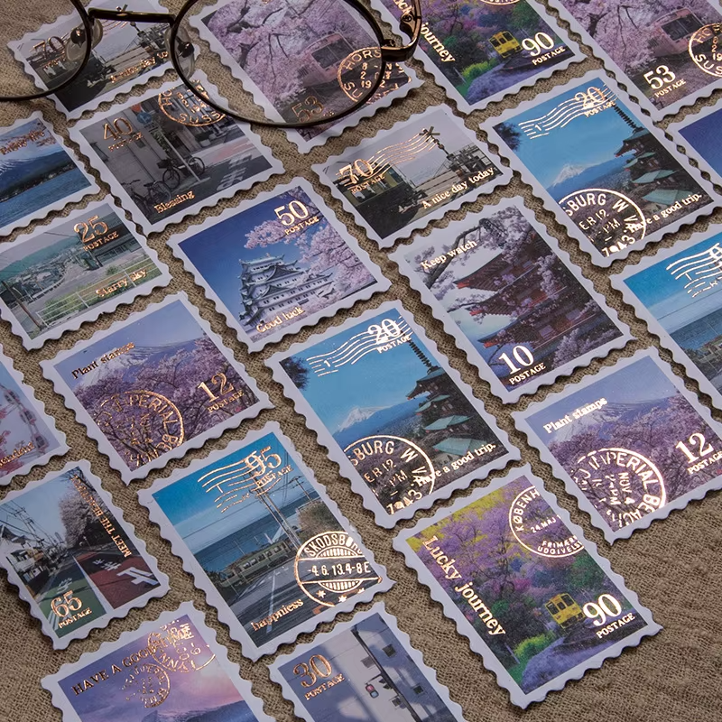 Stickers tipo estampillas Travel Collector (30 piezas)