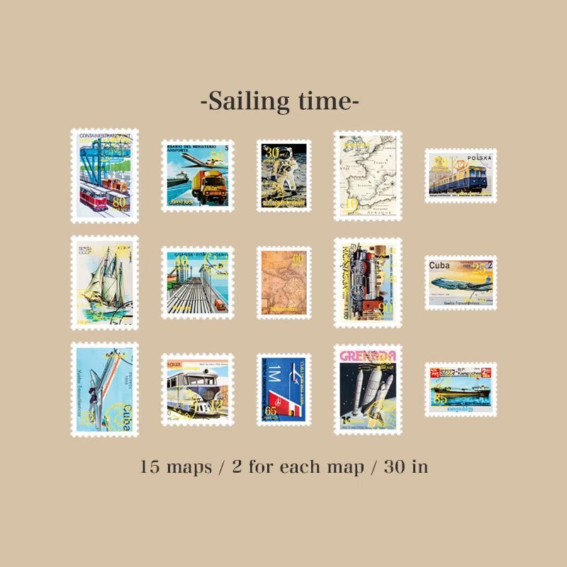 Stickers tipo estampillas Travel Collector (30 piezas)