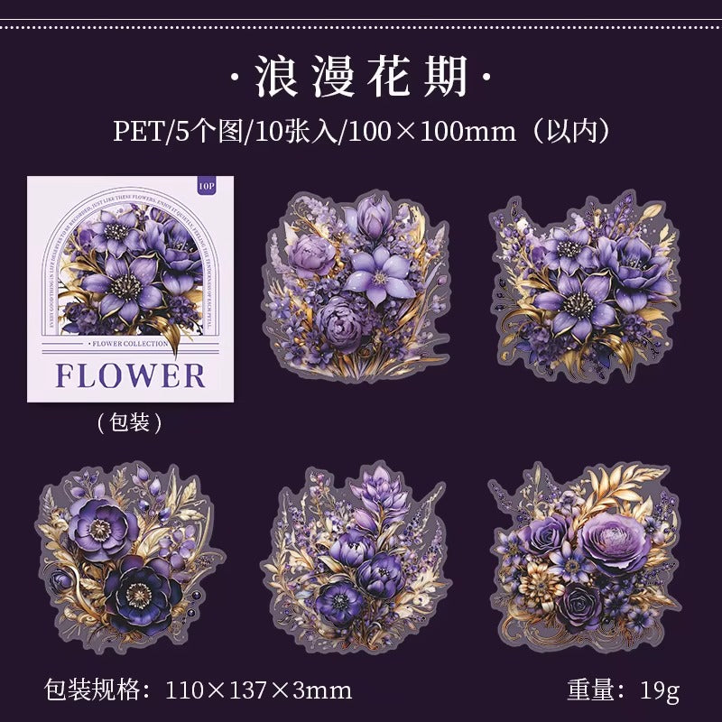 Stickers de flores PET (Flower Collection, 10 piezas)