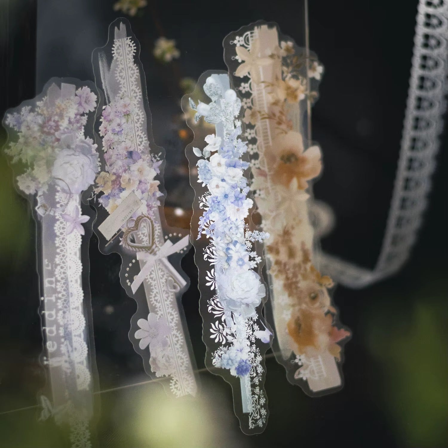 Stickers Puntillas Florales PET 20 piezas (varios colores)