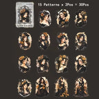 Stickers PET estilo gótico Goth Maiden (30 piezas)