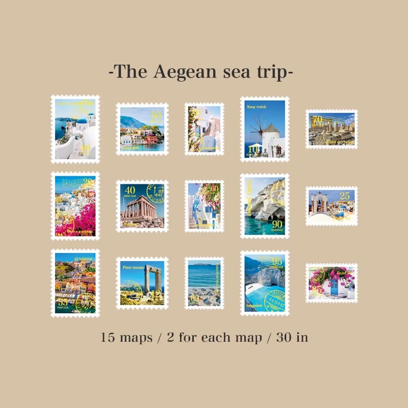 Stickers tipo estampillas Travel Collector (30 piezas)