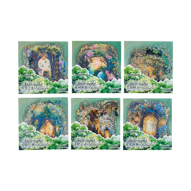 Stickers Starlight Forest PET 10 piezas (5 diseños x2)