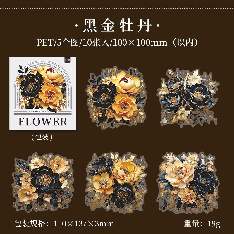 Stickers de flores PET (Flower Collection, 10 piezas)