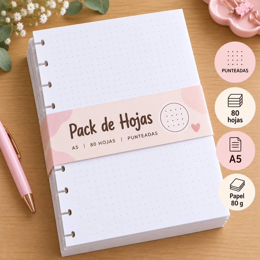 REPUESTOS DE HOJAS PARA SISTEMA DE ANILLADO DE AROS INTELIGENTES ESTILO HAPPY PLANNER
