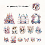 Stickers Romantic Baroque PET 30 piezas (15 diseños x2)