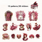 Stickers Romantic Baroque PET 30 piezas (15 diseños x2)
