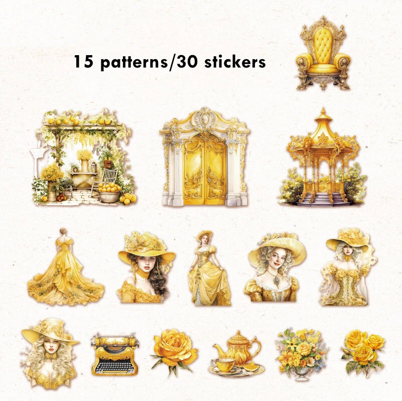 Stickers Romantic Baroque PET 30 piezas (15 diseños x2)