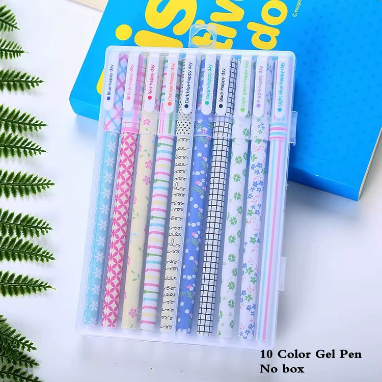 Set 10 Lapiceras En Estuche Rígido Modelo Flor