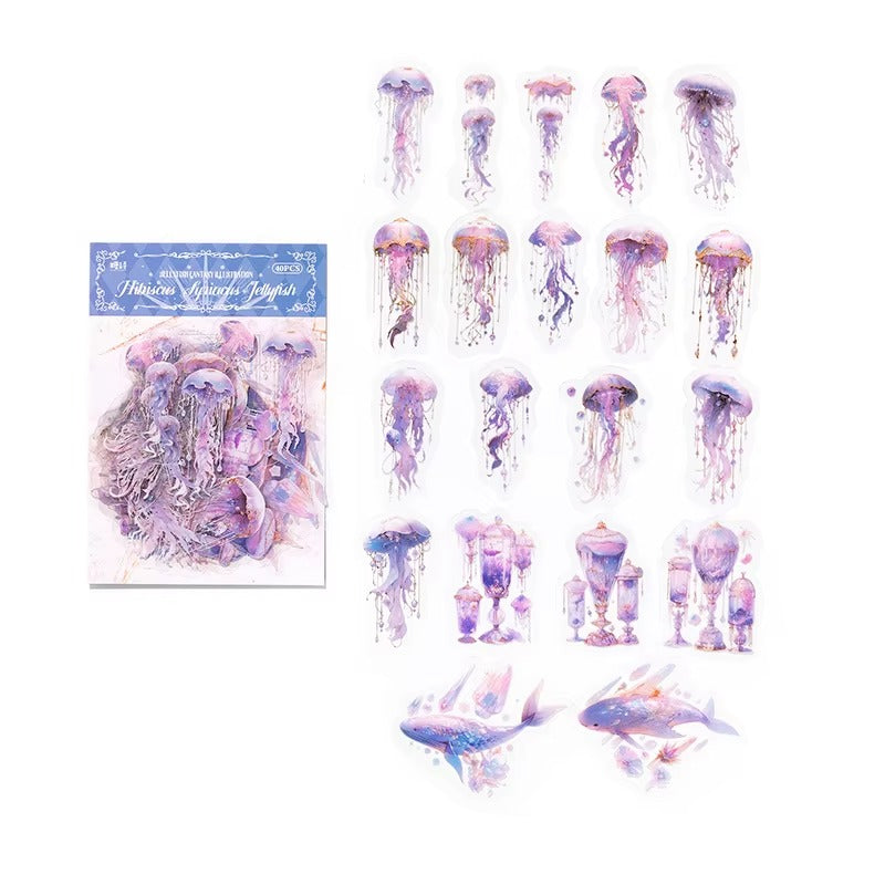 Stickers PET Jellyfish Fantasy Illustration (40 piezas)